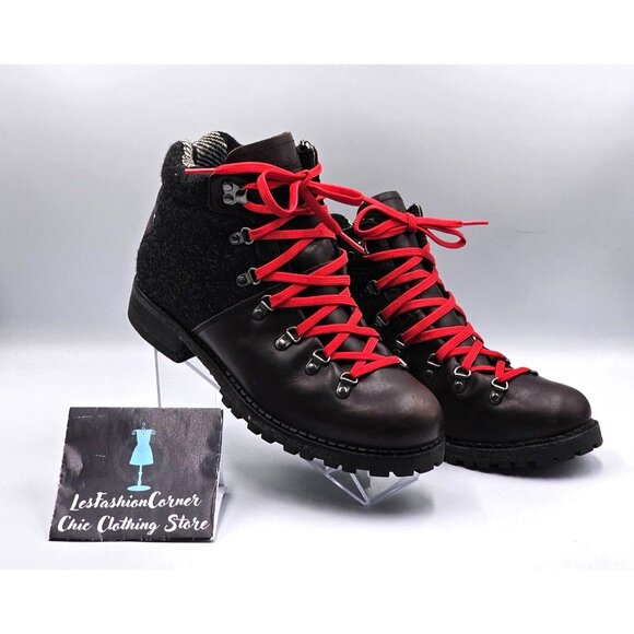 Woolrich Rockies Women's Brown Leather Dark Gray Wool Hiking Boots Sz 9.5 2908 - Picture 12 of 16